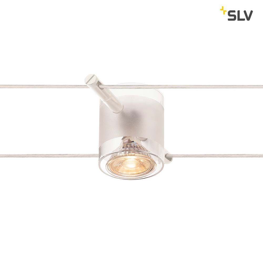 Comet Seilleuchte für Tenseo 12V-Seilsystem QR-C51 Weiß, Stahl und teilsatiniertes Glas für Halogen- und LED-Leuchtmittel.