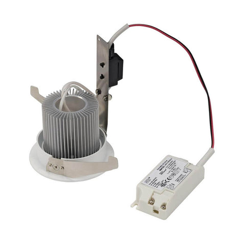 CONTONE Downlight schwenkbar rund Weiß 13W LED Warmweiß mit LED Treiber und Kühlkörper.