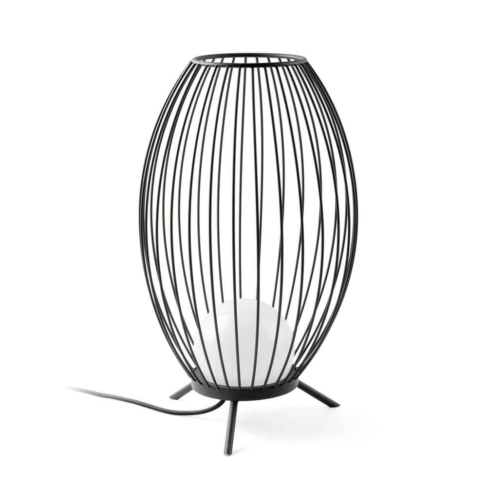Cage Outdoor LED Terrassenlampe IP65 Anthrazit in modernem Design mit LED Glaskugel.