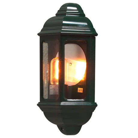 Applique da esterno Cagliari verde, vetro trasparente con luce calda in un design elegante.