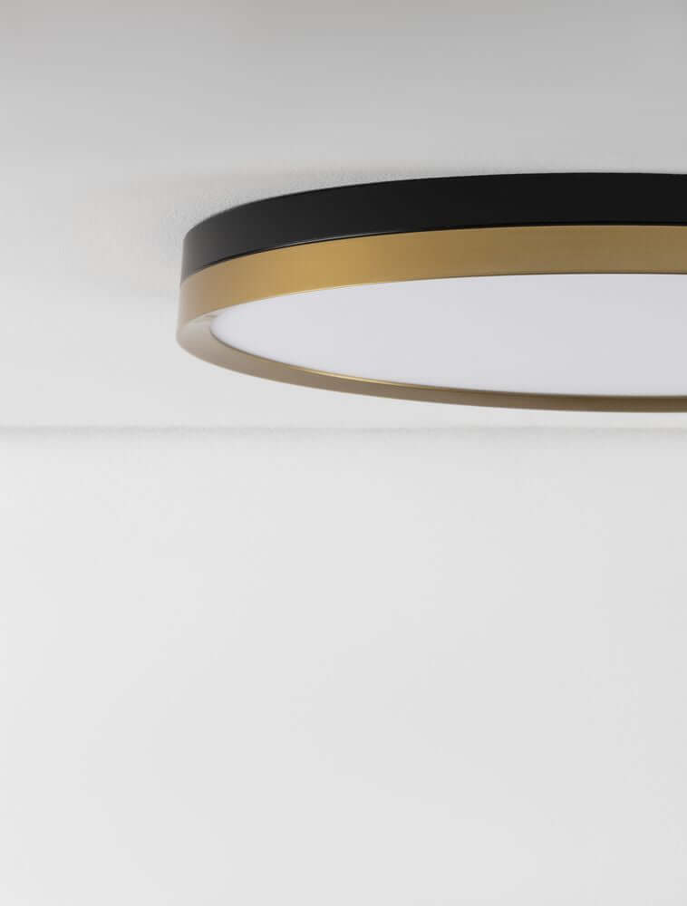 Cantria LED Deckenleuchte 3000K Schwarz, Gold an Decke montiert, elegantes Design, warmweißes Licht