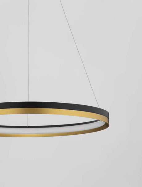 Cantria LED Pendelleuchte Ø 60cm 3000K Schwarz, Gold moderne ringförmige Deckenleuchte mit warmweißem Licht