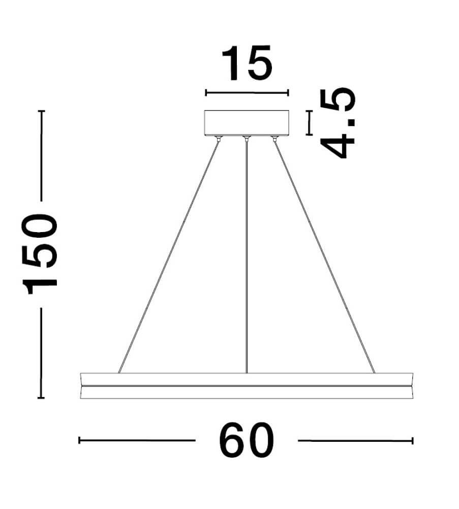 Cantria LED Pendelleuchte Ø 60cm 3000K Schwarz, Gold - technische Zeichnung mit Maßen