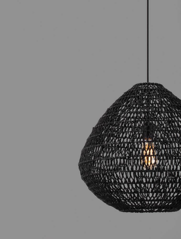 Capa Pendelleuchte E27 Schwarz in stilvollem Ethno-Design, ideal für Ess- und Wohnzimmer.