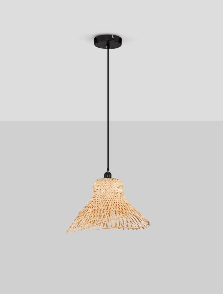 Capa Pendelleuchte E27 Schwarz in elegantem Schwarz mit trendigem Ethno-Stil und Papiermaterial. Ideal für Ess- und Wohnzimmer.
