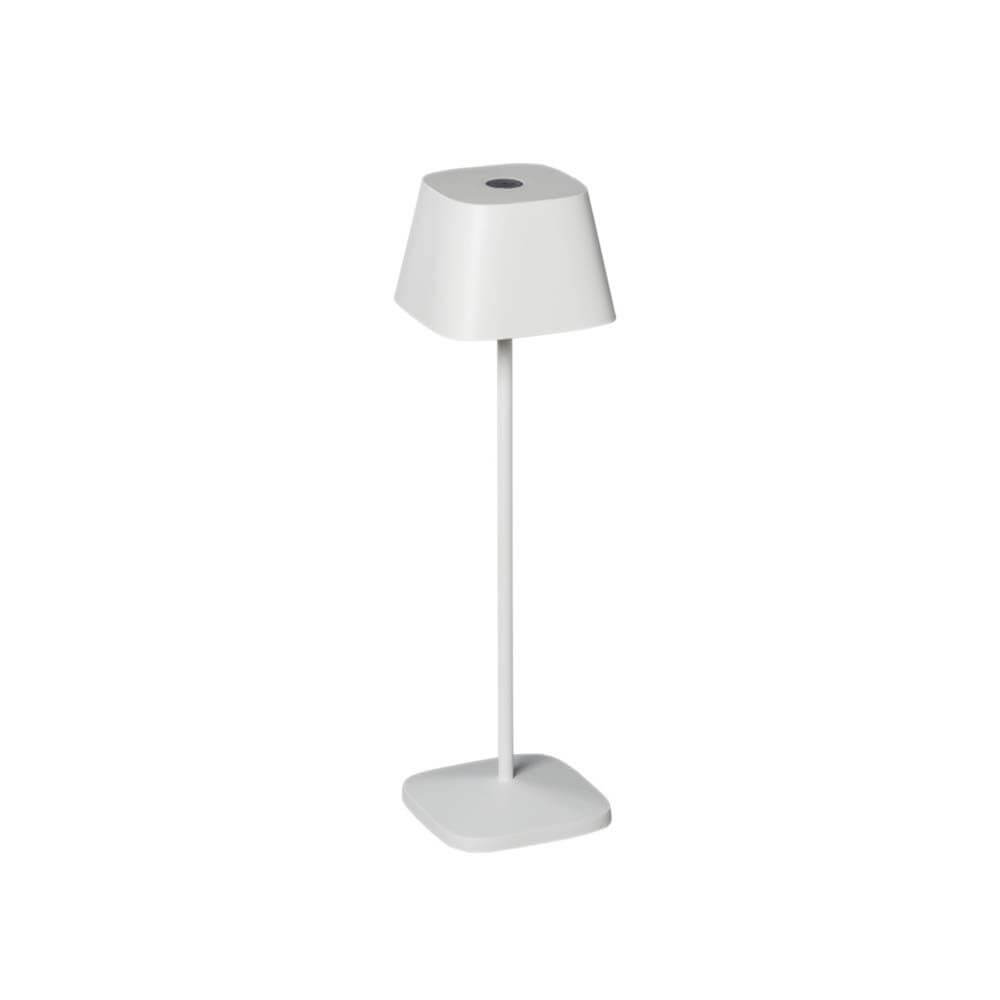 Capri USB-Tischleuchte IP54 in Weiß mit dimmbarem Licht und wechselbarer Lichtwärme.