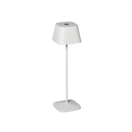 Capri USB-Tischleuchte IP54 in Weiß mit dimmbarem Licht und wechselbarer Lichtwärme.