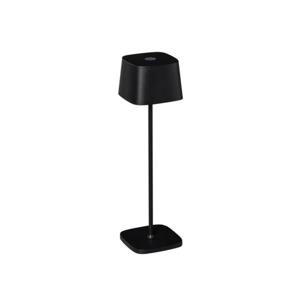 Capri USB-Tischleuchte IP54 in Schwarz mit dimmbarer Lichtstärke und wechselbarer Lichtwärme.