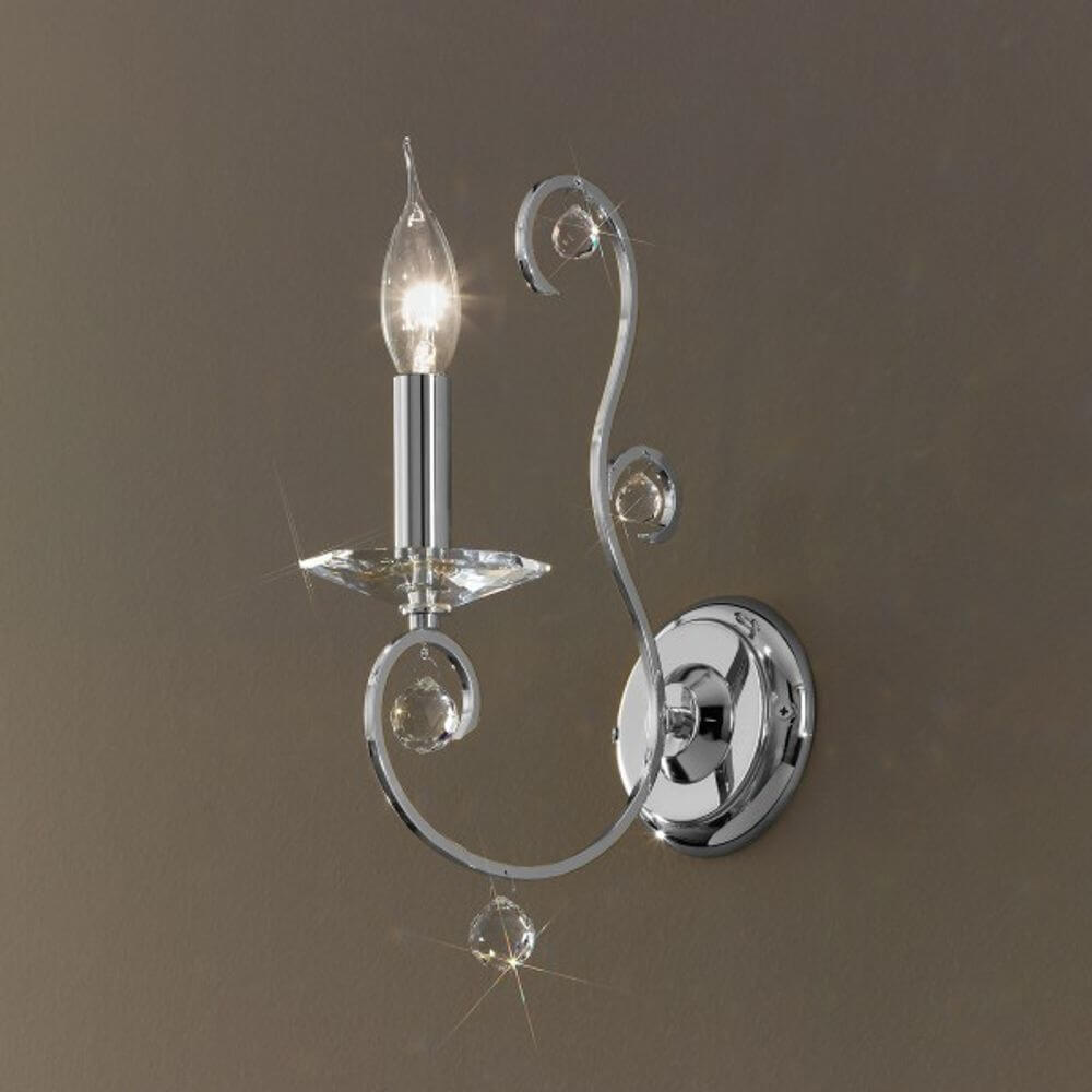 Carat Wandleuchte Chrom mit Kristallen, Chrom