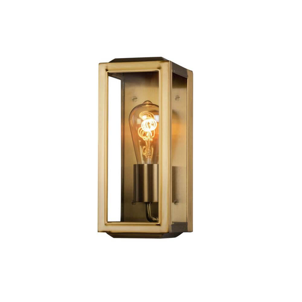 Außen Wandleuchte Carpi im Vintage-Look IP44, stilvolle Wandleuchte aus Stahl in Gold.