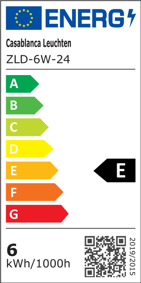 Energielabel für Casablanca LED-Hängeleuchte Clavio Flat Ø 32cm mit Energieeffizienzklasse E.