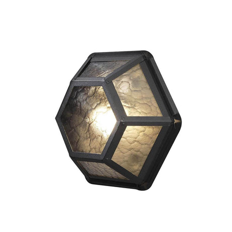 Castor Außen-Wand- & Deckenleuchte Schwarz, rauchfarbenes Acrylglas in hexagonalem Design.