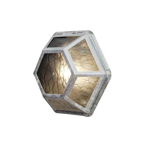 Castor Buitenwand- & Plafondlamp rookkleurig acrylglas in hexagonaal ontwerp met warm licht.