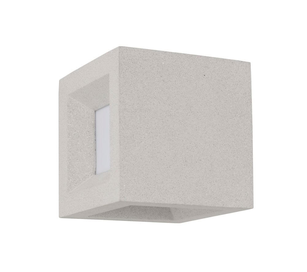 Castro Außenwandleuchte E27 Würfel IP65 in grauem Sandstein-Design, ideal für Außenbereiche.