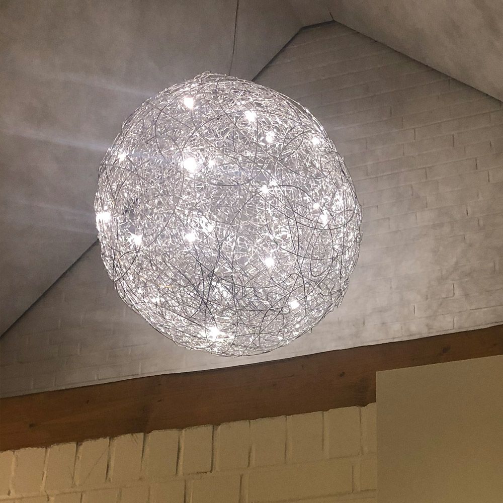 Catellani & Smith Fil de Fer LED Außen-Hängelampe Drahtkugel IP65, dekorative Aluminiumdrahtleuchte im Raum.