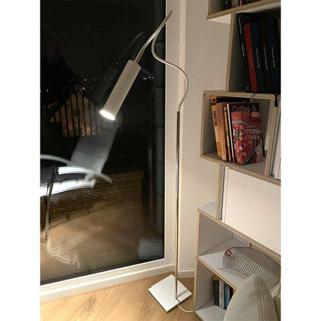 Catellani & Smith Lucenera 207 LED Stehlampe 180cm Dimmbar in modernem Wohnraum mit Bücherregal.