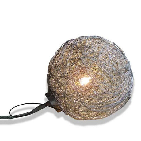 Catellani & Smith Sweet Light T wire ball with touch dimmer in a silver aluminium wire look.