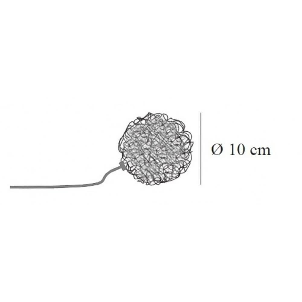 Catellani & Smith Sweet Light T Drahtkugel mit Touch-Dimmer, Ø 10 cm, aus Aluminiumdraht gefertigt.