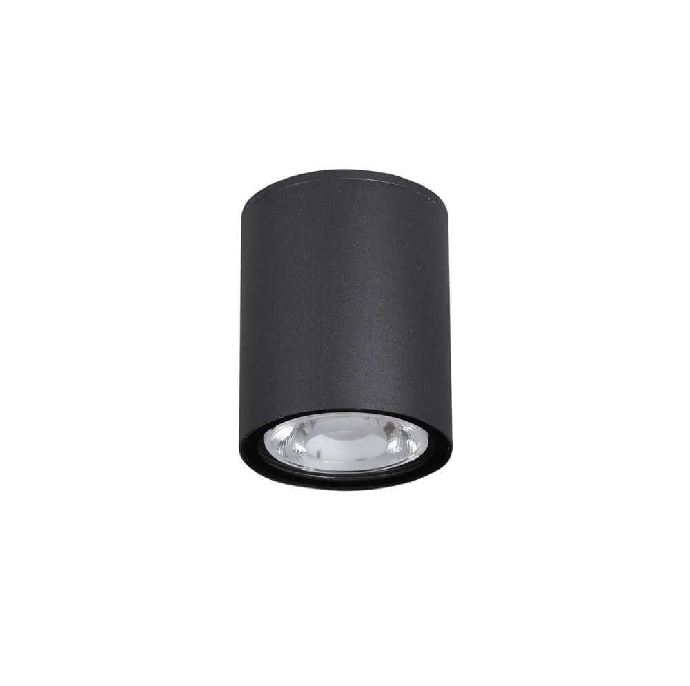 Ceci LED Außendeckenleuchte Ø 9cm 3000K IP65 in schwarzmattem Aluminium für Außenbereiche.