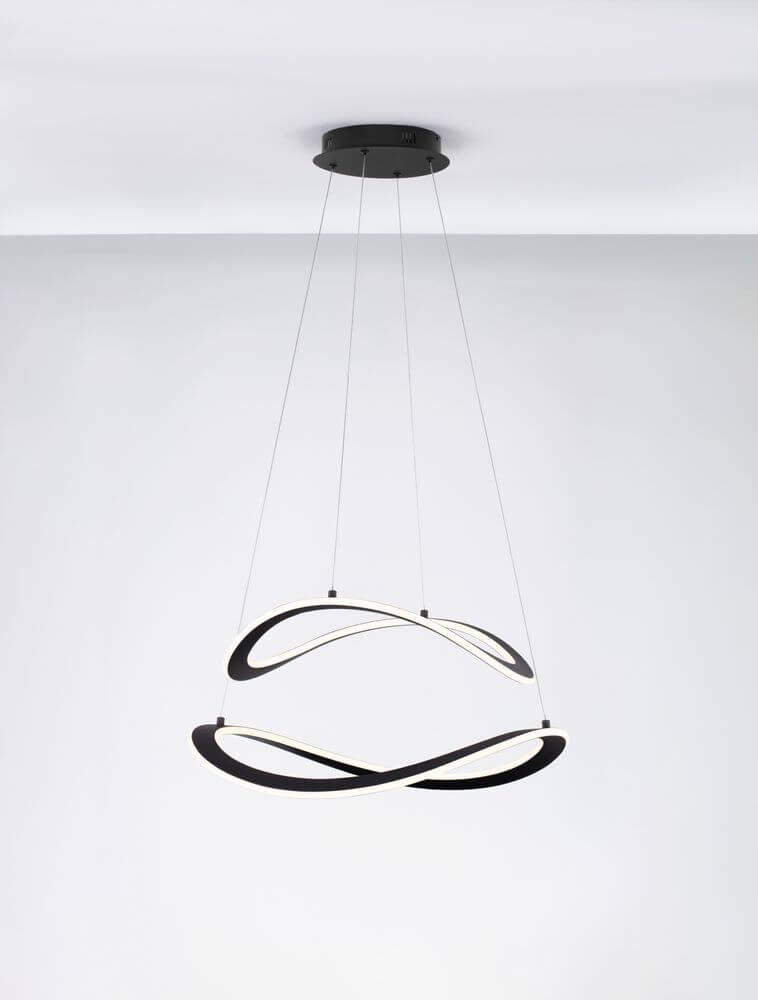 Celestia LED Pendelleuchte 2-flammig Ø 60cm 3000K in modernem Design mit schwebenden Leuchtkörpern.
