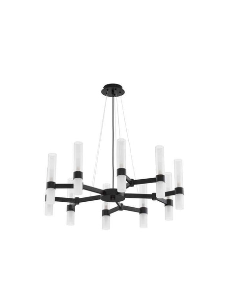 Century Pendelleuchte 20-flammig Ø 85cm Schwarz, Transparent, moderne geometrische Hängelampe von Nova Luce
