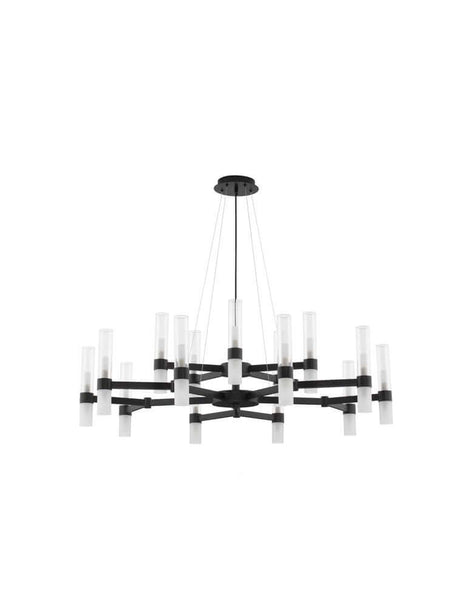 Century Pendelleuchte 30-flammig Ø 120cm Schwarz, Transparent moderne geometrische Nova Luce Hängelampe