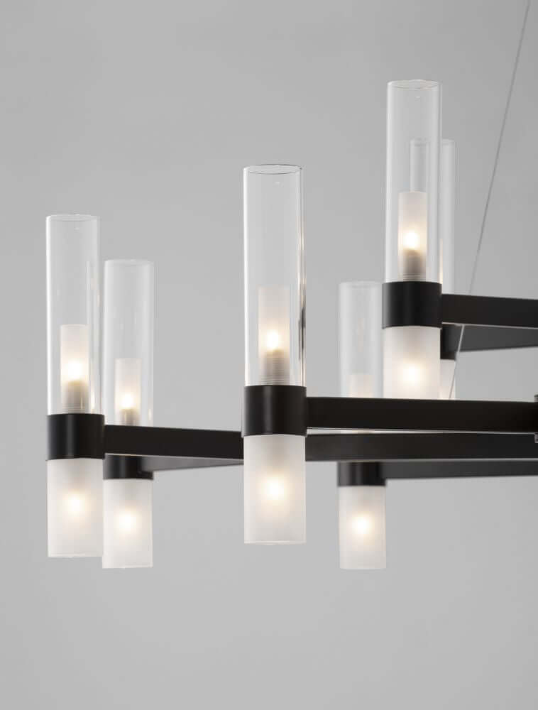 Century Pendelleuchte 30-flammig Ø 120cm Schwarz, Transparent - modernes Design mit klaren Glasteilen