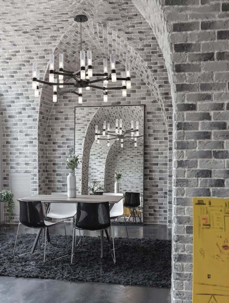 Century Pendelleuchte 30-flammig Ø 120cm Schwarz, Transparent, moderne Designer-Hängelampe über dem Esstisch