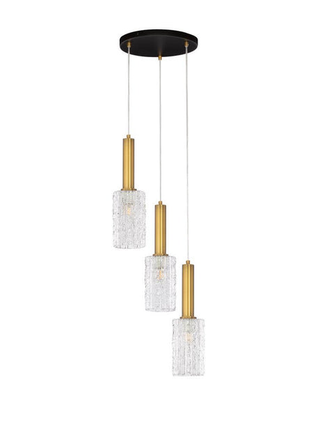 Certa Pendelleuchte 3-flammig Ø 30cm Schwarz, Gold, moderne Hängelampe mit Glaszylindern