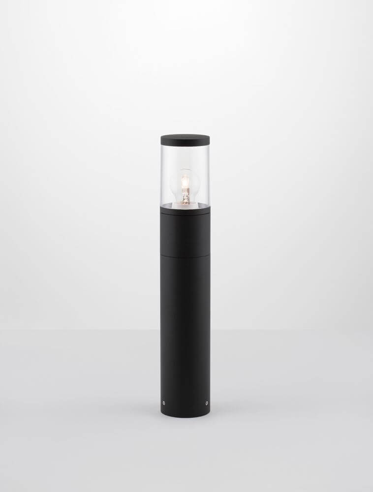 Cetera Außenpollerleuchte Schwarz IP54 – moderne Gartenbeleuchtung aus Acryl und Aluminium.