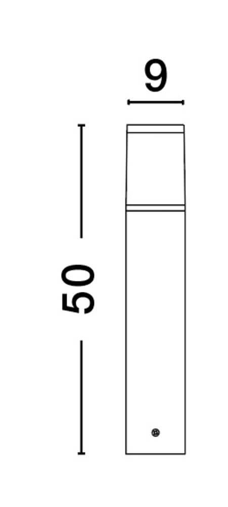 Cetera Außenpollerleuchte Schwarz IP54 technische Zeichnung mit Abmessungen.