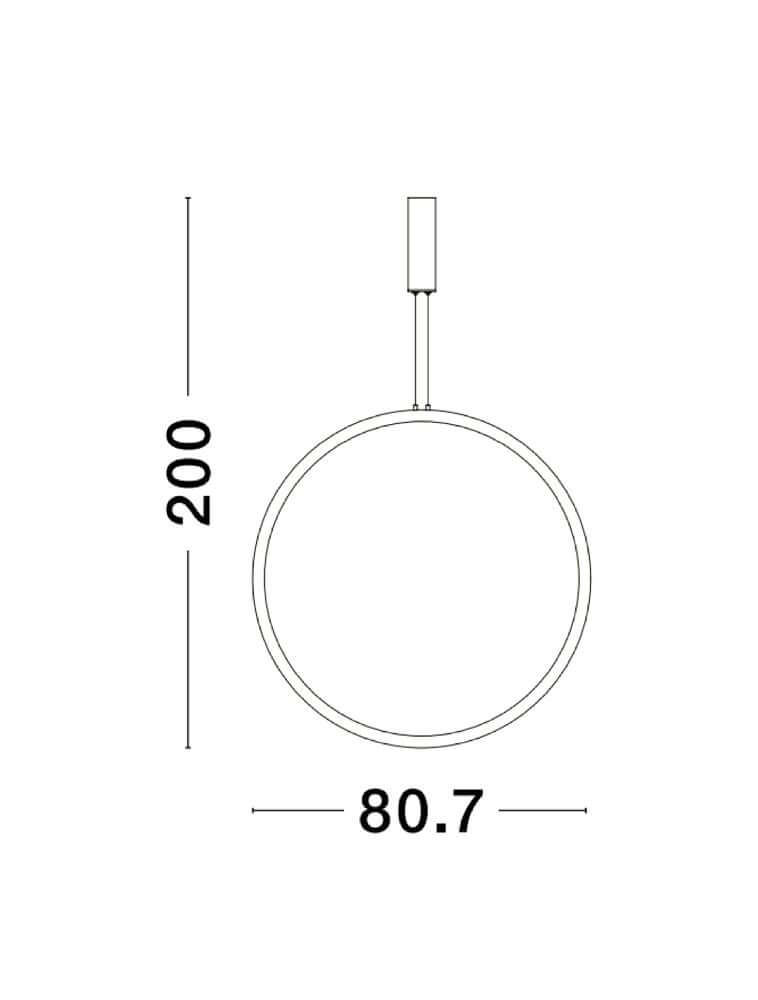 Change LED Pendelleuchte Ø 80,7cm 3000K - Technische Zeichnung mit Maßen.