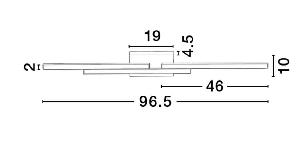 Maßzeichnung für die Chart LED Wandleuchte 3-flammig 3000K mit Abmessungen in cm.
