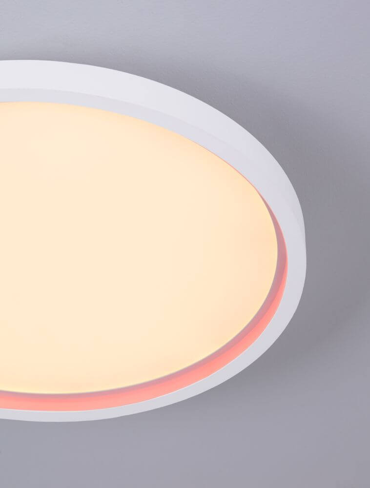 Chet LED Deckenleuchte 2-flammig 2700 5000K Weiß in ovalem Design mit warmem Licht.