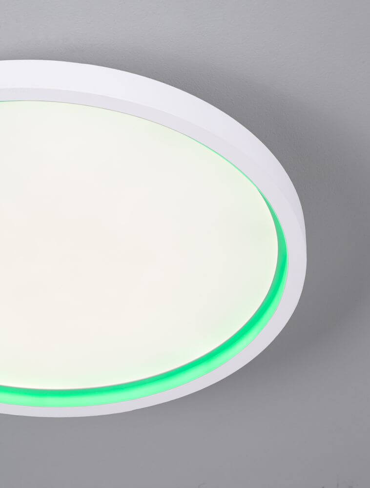 Chet LED Deckenleuchte 2-flammig 2700 5000K Weiß mit grünem Rand auf grauem Hintergrund