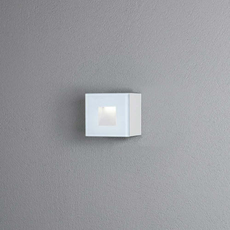 Chieri LED outdoor wall light IP54 on a grey wall, rectangular foot/step light, 1.5W HP LED.