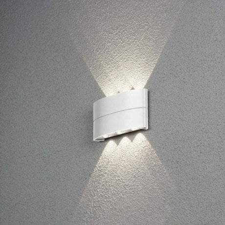 Chieri LED Udendørs væglampe i hvid, moderne væglampe i aluminium med IP54-beskyttelse til udendørsarealer.