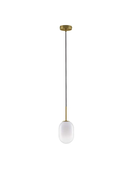 Chrysi pendel guld, hvid - elegant pendel med mundblæst glas og guldophæng.