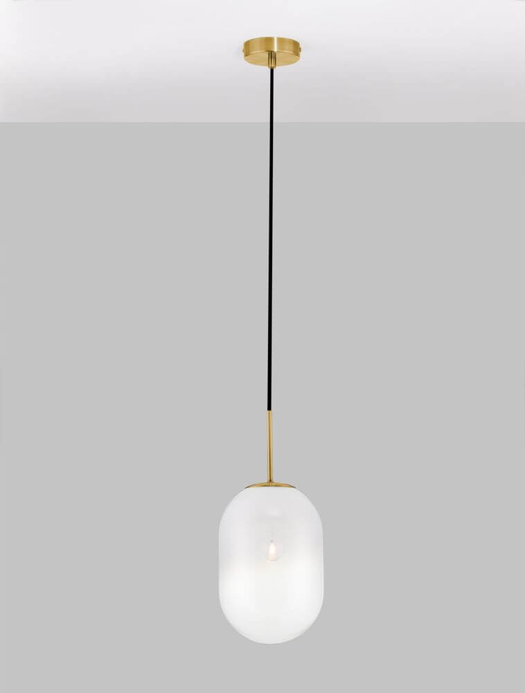Chrysi Pendelleuchte Gold, Weiß – elegante, mundgeblasene Glasleuchte mit einzigartiger Fertigungstechnik