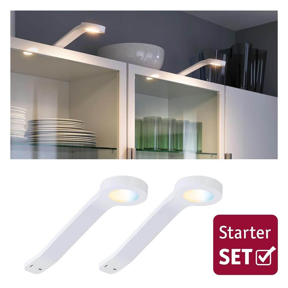 Clever LED Spot Mike Weiß 12W Weiß-Matt Starter Set mit zwei Leuchten in modernem, elegantem Design.