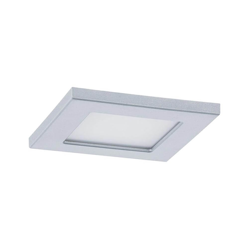 Clever LED Spot Pola CCT Weiß, Chrom-Matt - quadratischer Einbaustrahler mit matt verchromtem Finish.