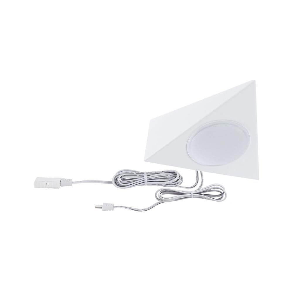 Clever LED Spot Trigo Weiß-Matt mit 2m Kabel und 50cm Verbindungs-Kabel für individuelle Möbelbeleuchtung.