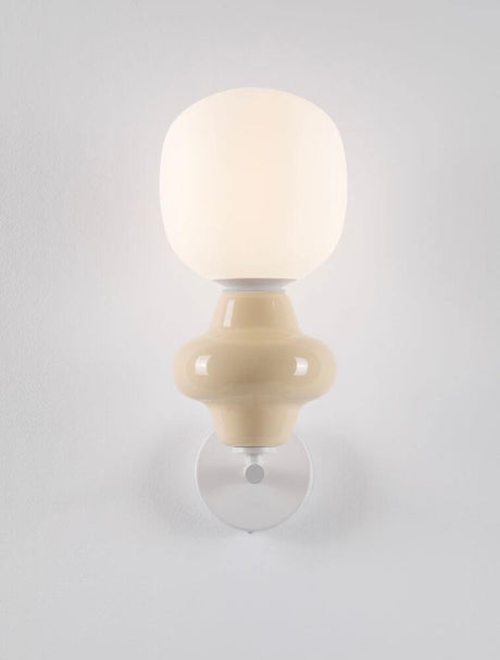 Clio væglampe Ø 15cm E14 i moderne form, lavet af glas og keramik i blå nuancer