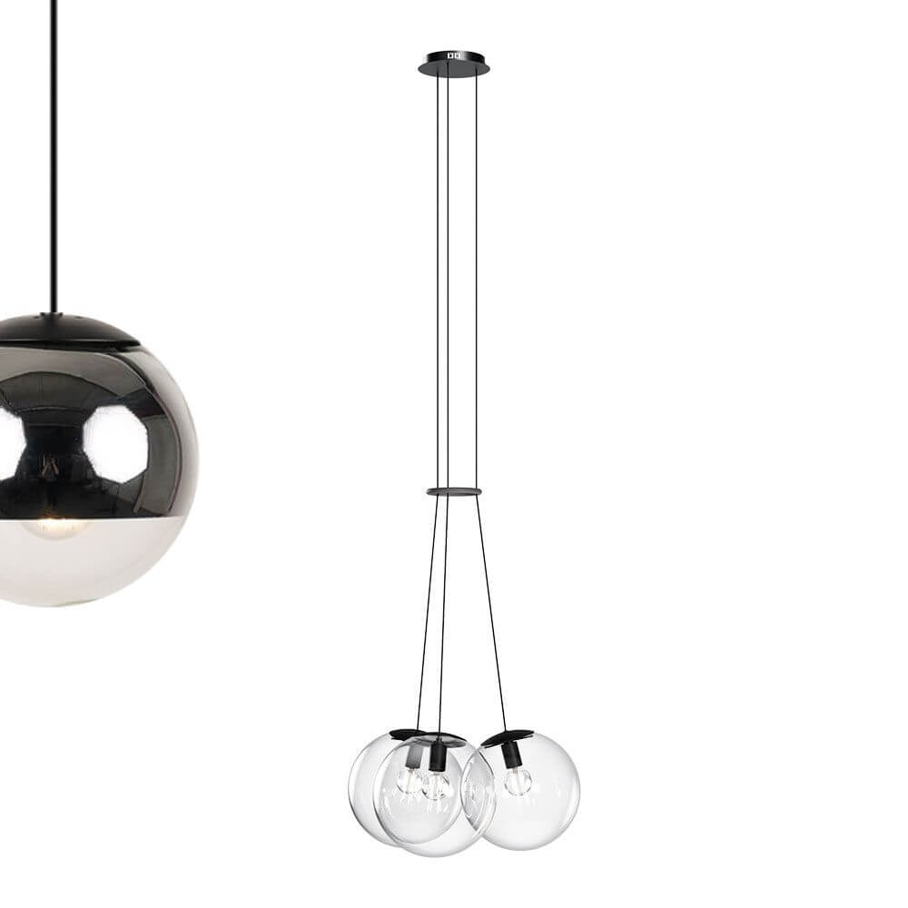 s.luce Cluster Hängeleuchte mit 3 Glaskugeln in modernem Design für stilvolle Innenräume.