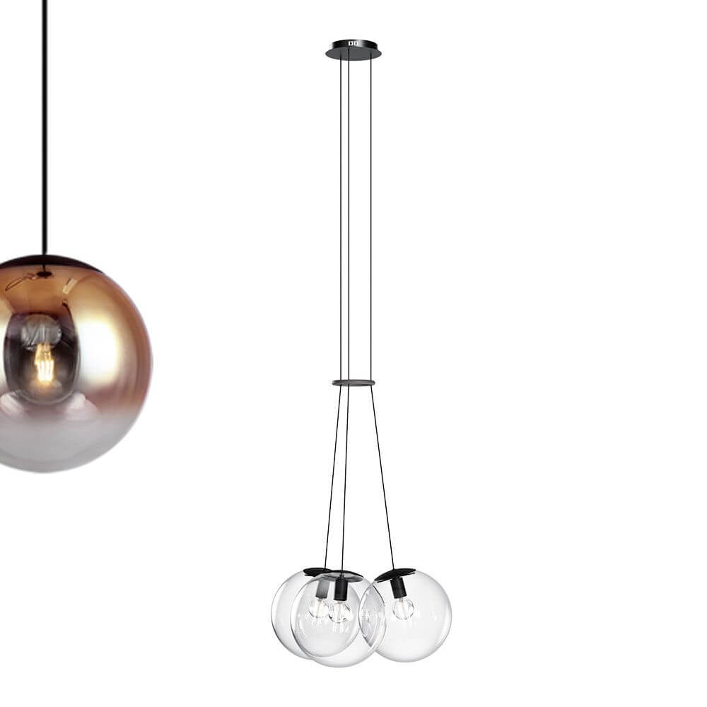 s.luce Cluster Leuchte mit 3 Glaskugeln in modernem Design für gehobene Innenräume.