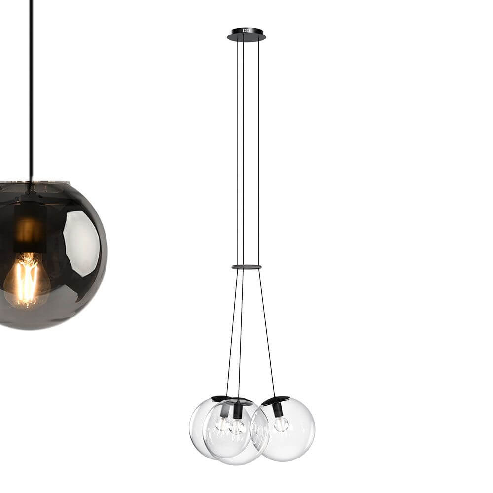 s.luce Cluster Galerielampe Hängeleuchte mit 3 Glaskugeln in modernem Design für stilvolle Innenräume.