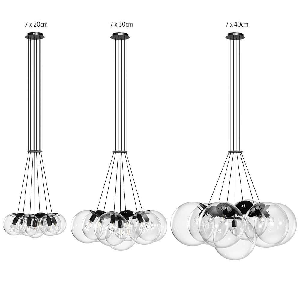 s.luce Cluster glass globe gallery light pendant lamp 7-light