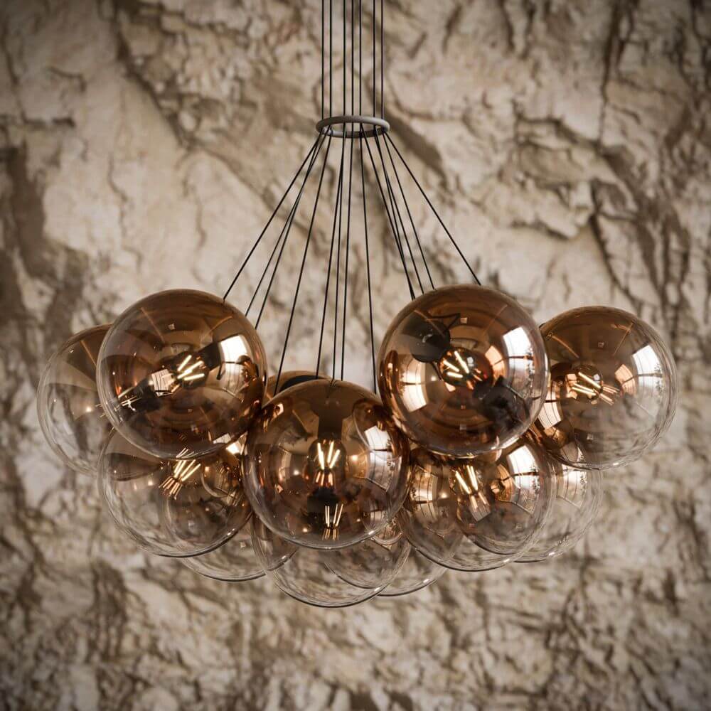 s.luce Cluster glass globe gallery light pendant lamp 7-light