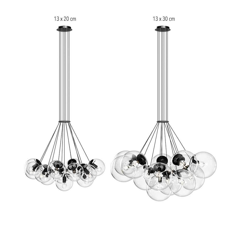 s.luce Cluster Glaskugel Galerieleuchte Pendellampe 13-flammig