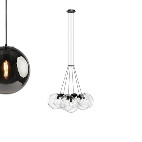 s.luce Cluster Glaskugel Galerieleuchte Hängeleuchte 7-flammig mit elegantem Design und mehreren Glas-Kugeln.